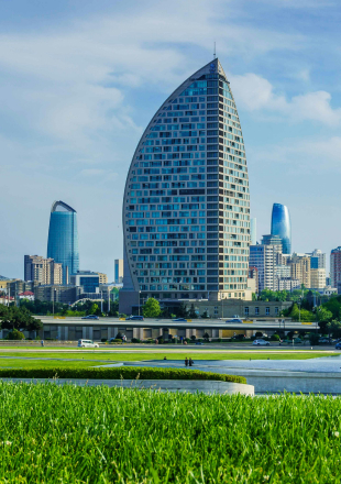“Azerbaijan place Baku city skyline – capital city and top tourist destination in Azerbaijan”