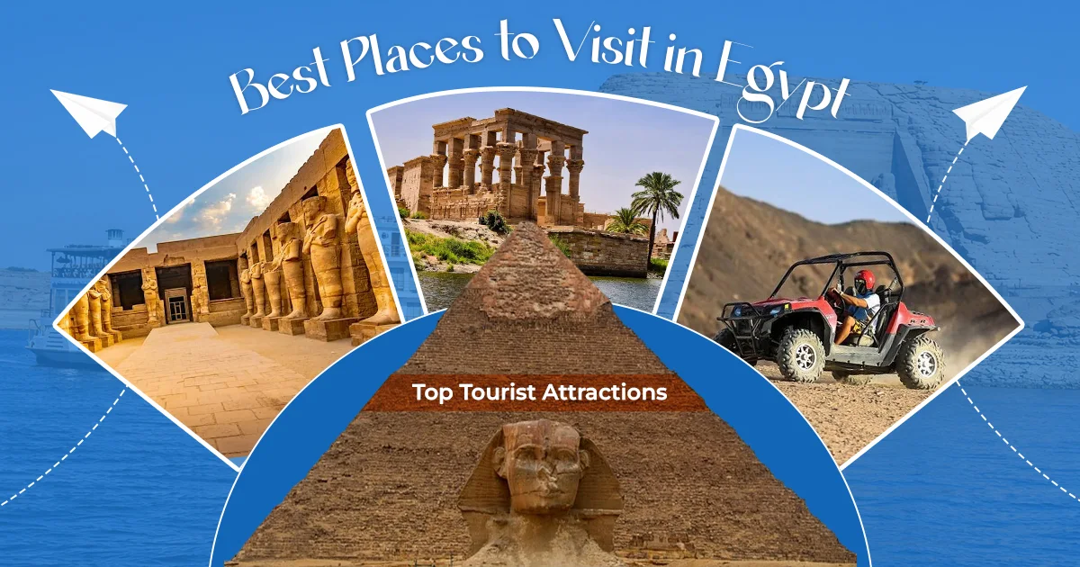 Best places to visit in Egypt featuring pyramids, ancient temples, desert adventure and top tourist attractions