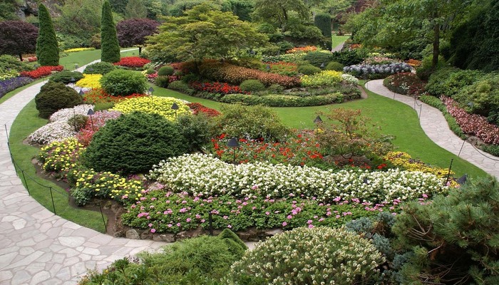 Butchart Gardens in Canada with colorful flower displays and landscapes