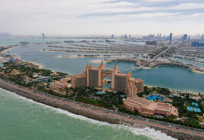 The View at The Palm – The View at The Palm 360 aerial view of Palm Jumeirah island Dubai