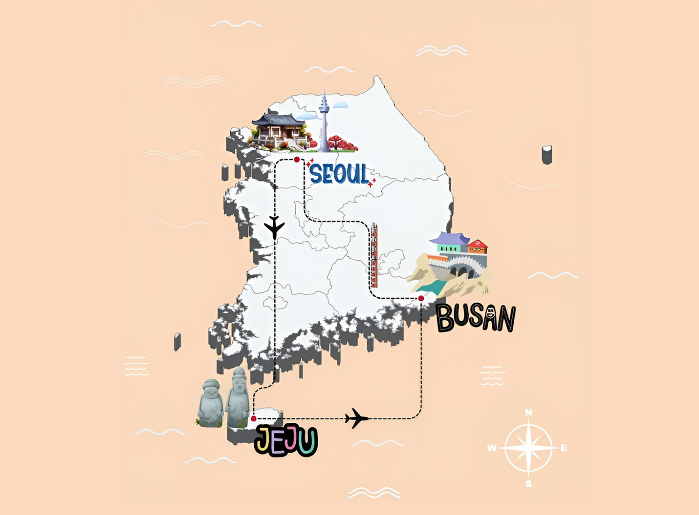 South korea holiday packages route map